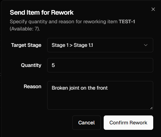Rework Management Preview